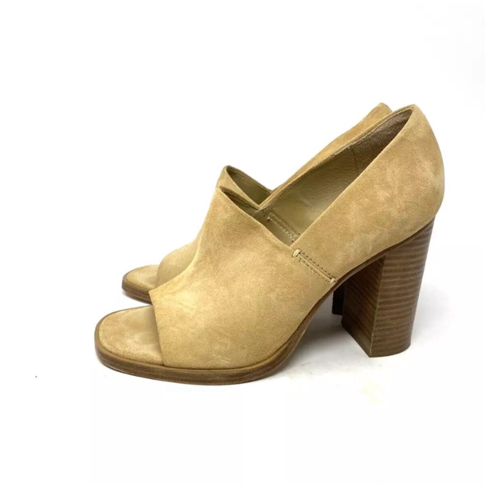 RAG & BONE Women's Myra Dune Suede Peep Toe Suede Heels Dune 37/7 Tan